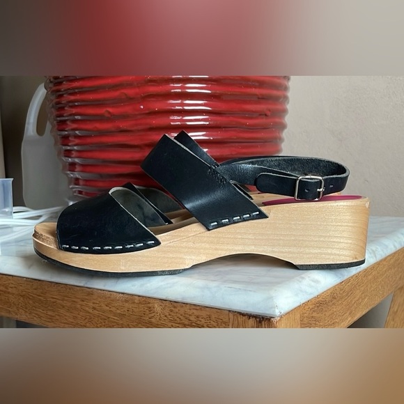 SWEDISH HASBEENS Helena Black Leather Strap Sandals Women’s EU 39 US 9 - Picture 11 of 11